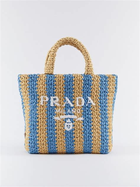 prada blue striped raffia bag|raffia bag with black trim.